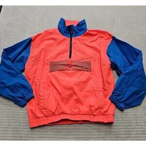 Vintage Lightning Bolt Jacket Mens Medium Pullover Wondbreaker Pockets